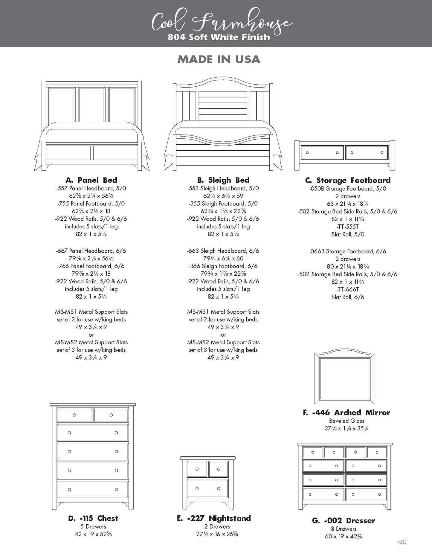 Vaughan-Bassett Cool Farmhouse -804 Soft White