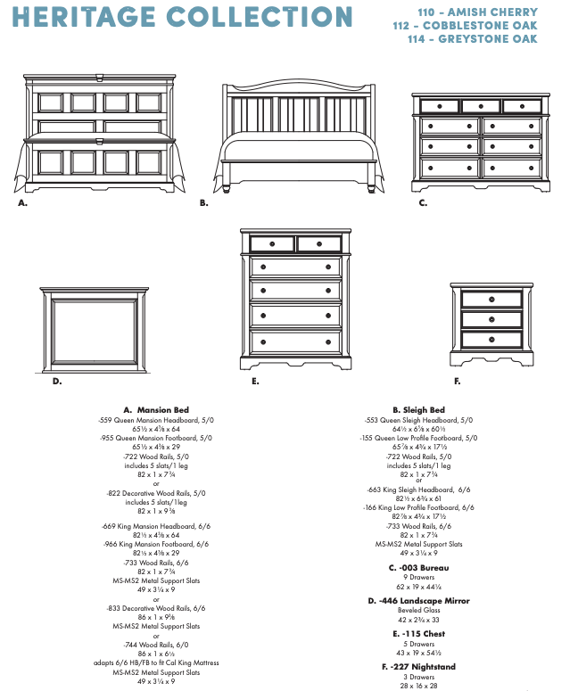 Vaughan-Bassett Heritage -110 Amish Cherry - Solid Cherry