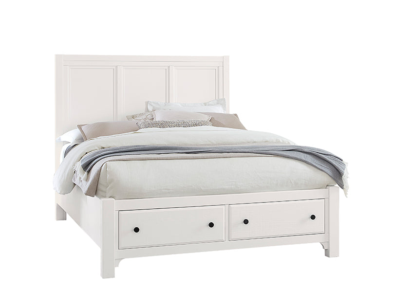 Vaughan-Bassett Cool Farmhouse Soft White CF Panel Bed w/ Storage