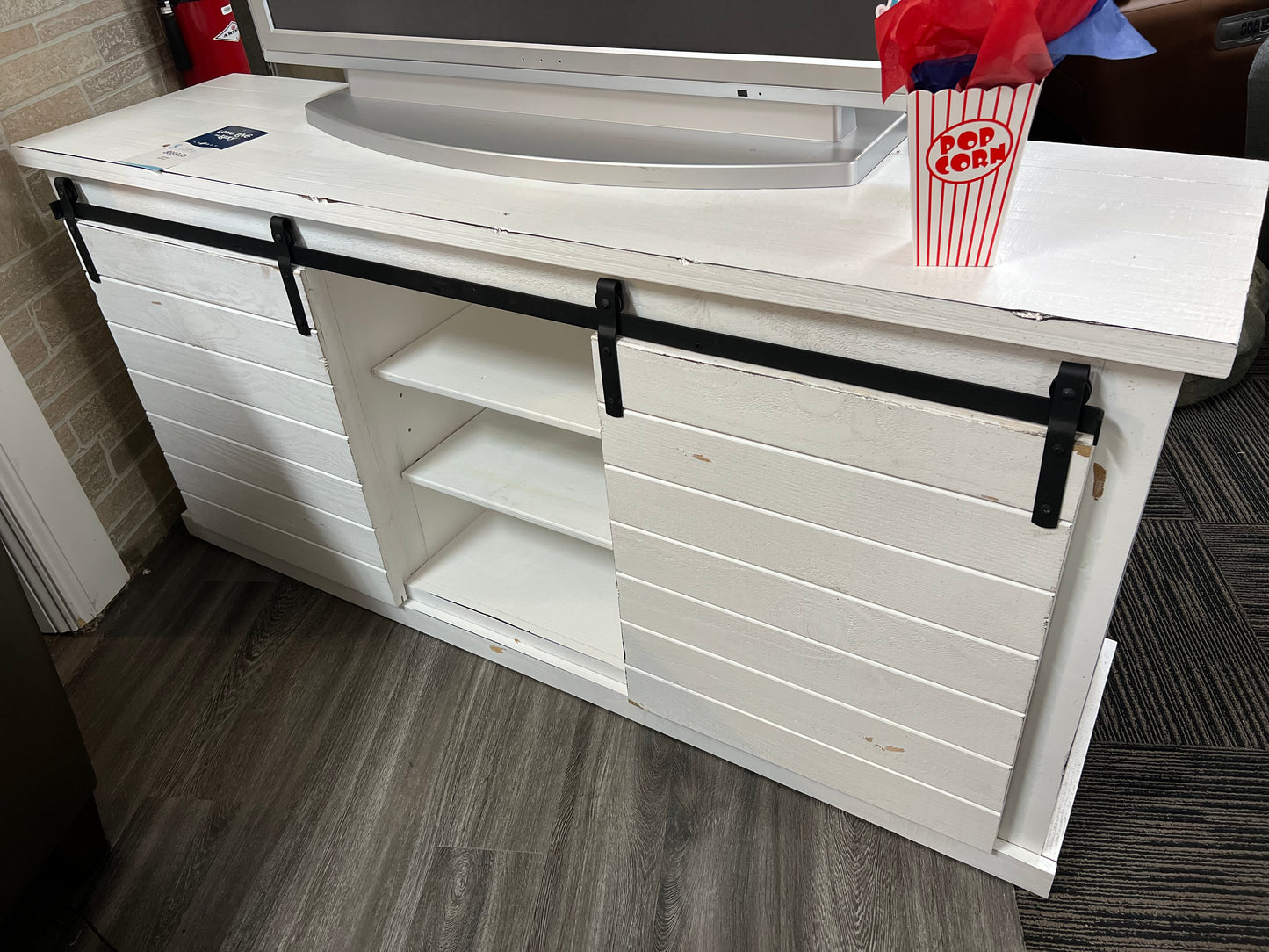 White Sliding Door 64" Console