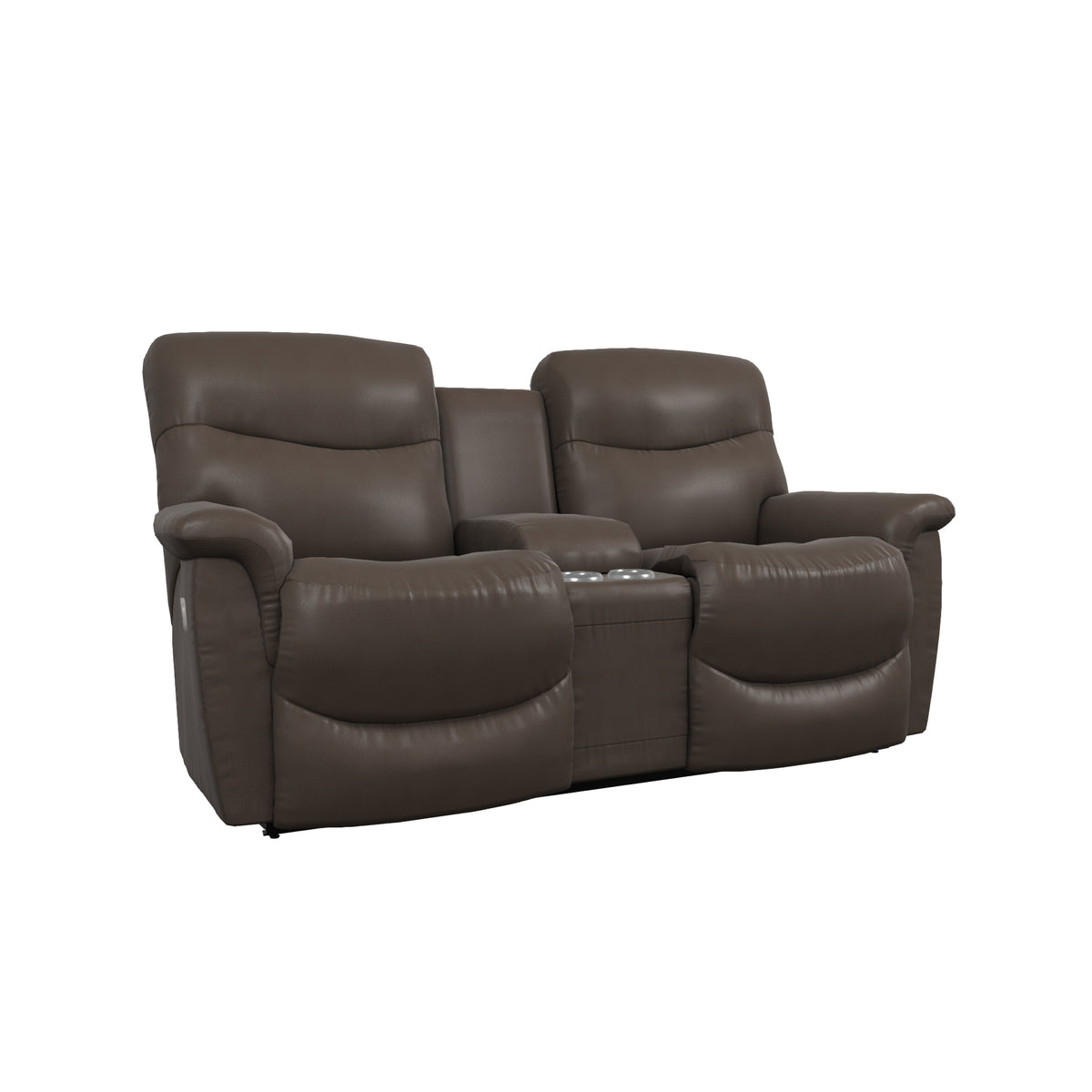 James Power Reclining Console Loveseat W/ Head Tilt & Lumbar Leather