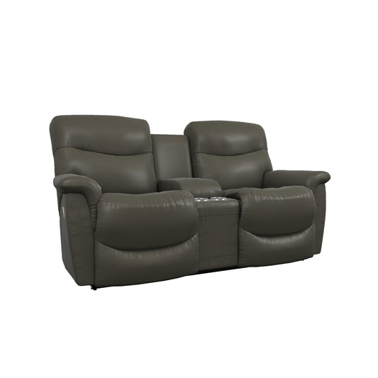 James Power Reclining Console Loveseat W/ Head Tilt & Lumbar Leather