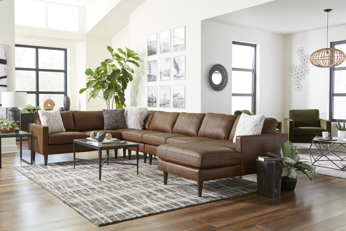 Best Chair Trafton Stationary Sectional - Leather