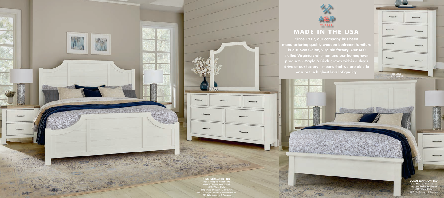 Vaughan-Bassett Maple Road -116 Soft White/Natural Maple Top